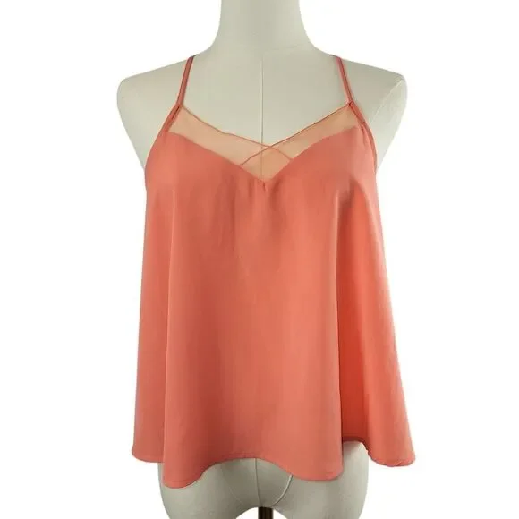 Intimately Free People X-Small Coral Pink Camisole Mesh Panel Racerback - Picture 2 of 12